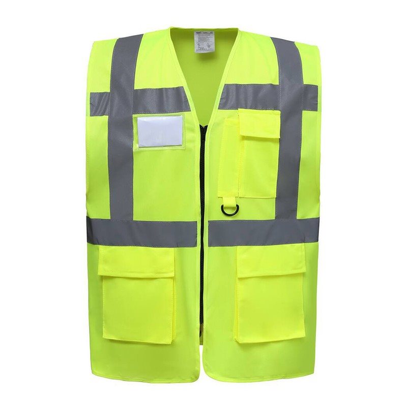 Gilet de sécurité HVW801 jaune fluo, personnalisable avec logo ou texte